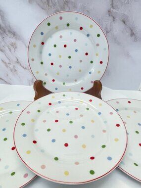 Target Home Porcelain Confetti Polka Dot Salad Plates Set of 4 8" Colorful Paste